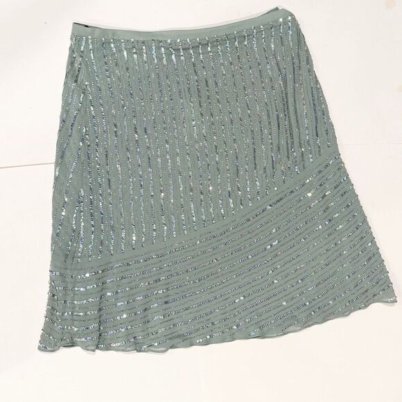 NWT Boden Sequin Skirt Size 18 Regular Green silver sequin A Line - Picture 1 of 4
